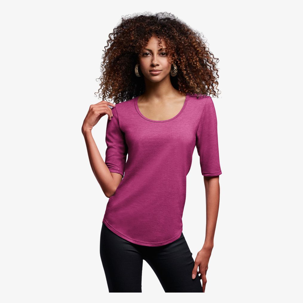 Anvil women's tri-blend deep scoop ? sleeve tee Anvil