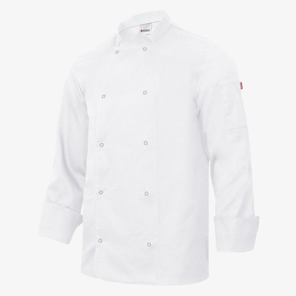 Veste de cuisinier manches longues avec boutons pression Velilla