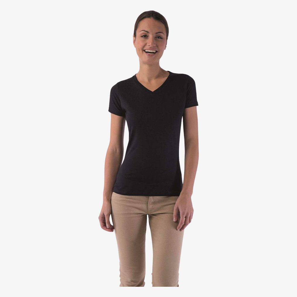 Ladies' no label V-neck t-shirt Sans etiquette