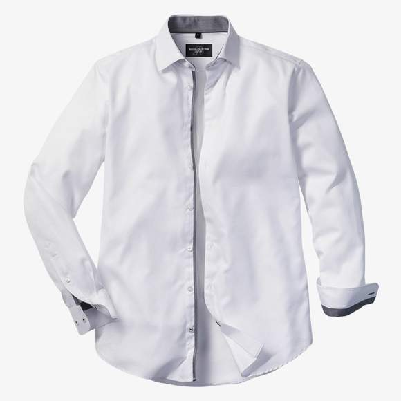 Men’s long sleeve tailored contrast herringbone shirt Russell Collection