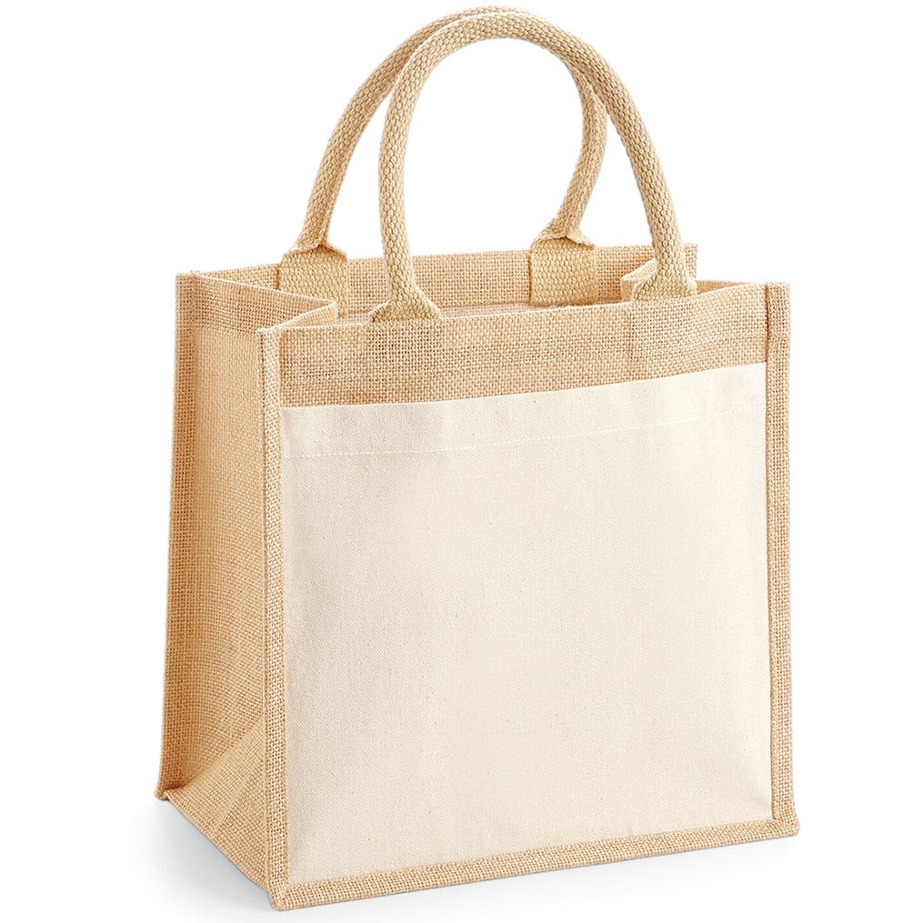Petit sac fourre-tout en jute avec poche en coton Westford Mill