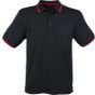 Henbury Men's coolplus tipped polo shirt black/red