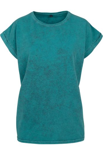 Ladies Acid Washed Extended Shoulder Tee