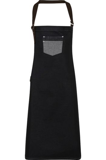 Tablier à bavette "Division" denim effet ciré et simili cuir