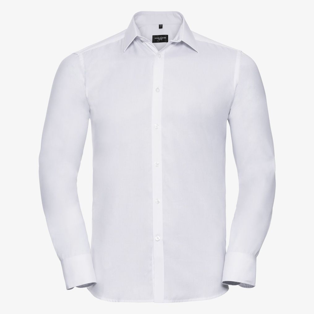 Men’s long sleeve tailored herringbone shirt Russell Collection