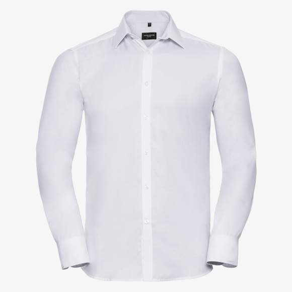 Men’s long sleeve tailored herringbone shirt Russell Collection