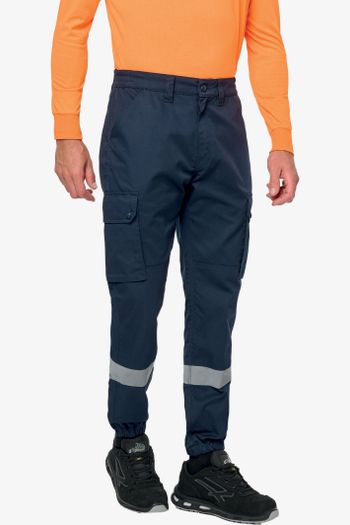 Image produit Pantalon cargo unisexe avec bas élastiqué et bande réfléchissante