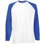 fruit of the loom Long Sleeve Baseball T - blanc/bleu_royal - L