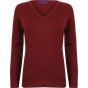 Henbury Ladies' 12gg v-neck jumper burgundy