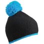 Myrtle Beach Pompon Hat with Contrast Stripe black/turquoise