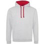 AWDis Just Hoods Varsity Hoodie - heather_grey/fire_red - XS