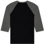 Bella Unisex 3/4 sleeve baseball tee black/deep_heather
