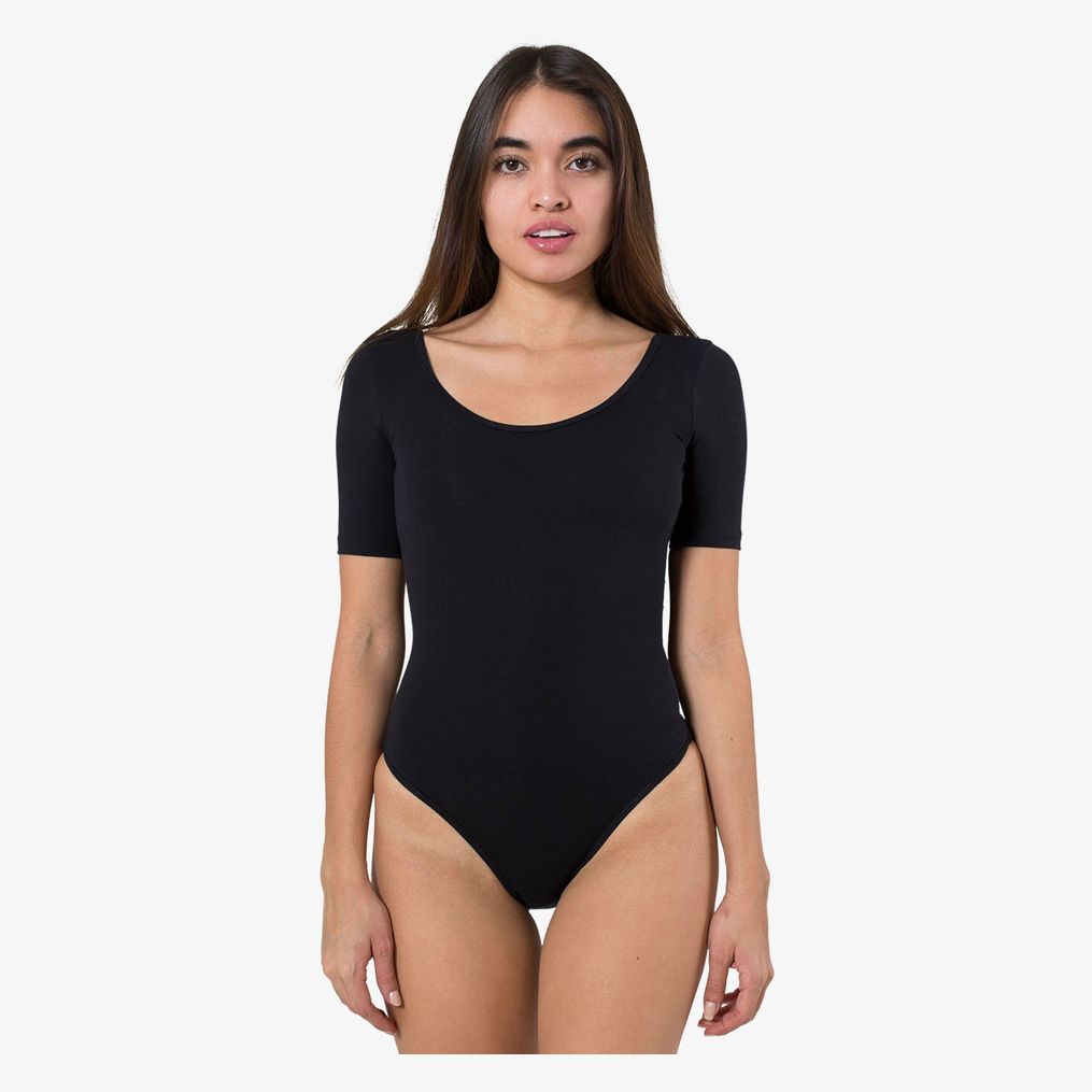 Cotton Spandex jersey short sleeved t-shirt leotard  American apparel