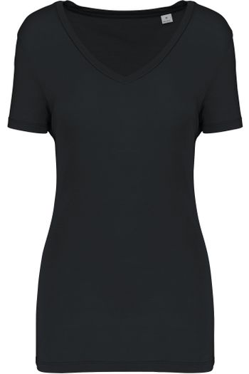 Image produit T-shirt Lyocell TENCEL™ col V manches courtes femme - 145 g