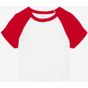 Bella Women's micro rib raglan baby tee white/red