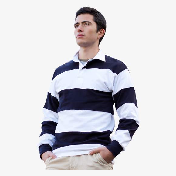 SEWN STRIPE LONG SLEEVE RUGBY SHIRT  Front Row