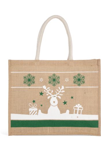 Image produit Sac en jute avec motifs de Noël