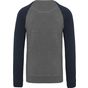 Kariban Sweat-shirt BIO bicolore col rond manches raglan homme grey_heather/navy