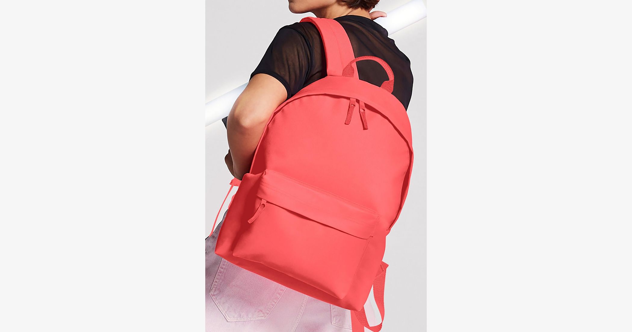 BagBase BG125 Fashion Backpack – Sporty, Durable Polyester Daypack With Padded Straps & Front Pocket