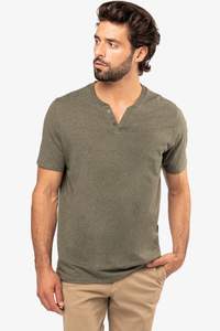 Image produit T-shirt écoresponsable henley manches courtes homme - 140 g