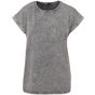 Build Your Brand Ladies Acid Washed Extended Shoulder Tee grey_black