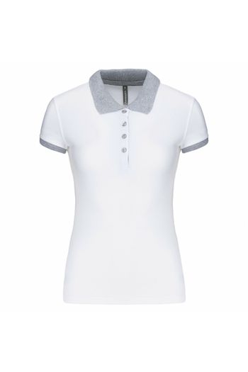 Image produit Polo piqué bicolore femme
