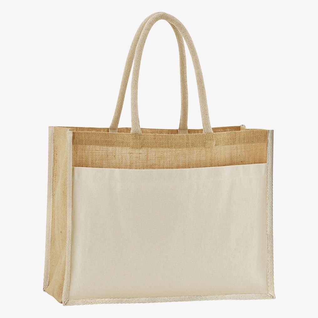 Tote bag pocket en coton jute amidonné naturel westfordmill